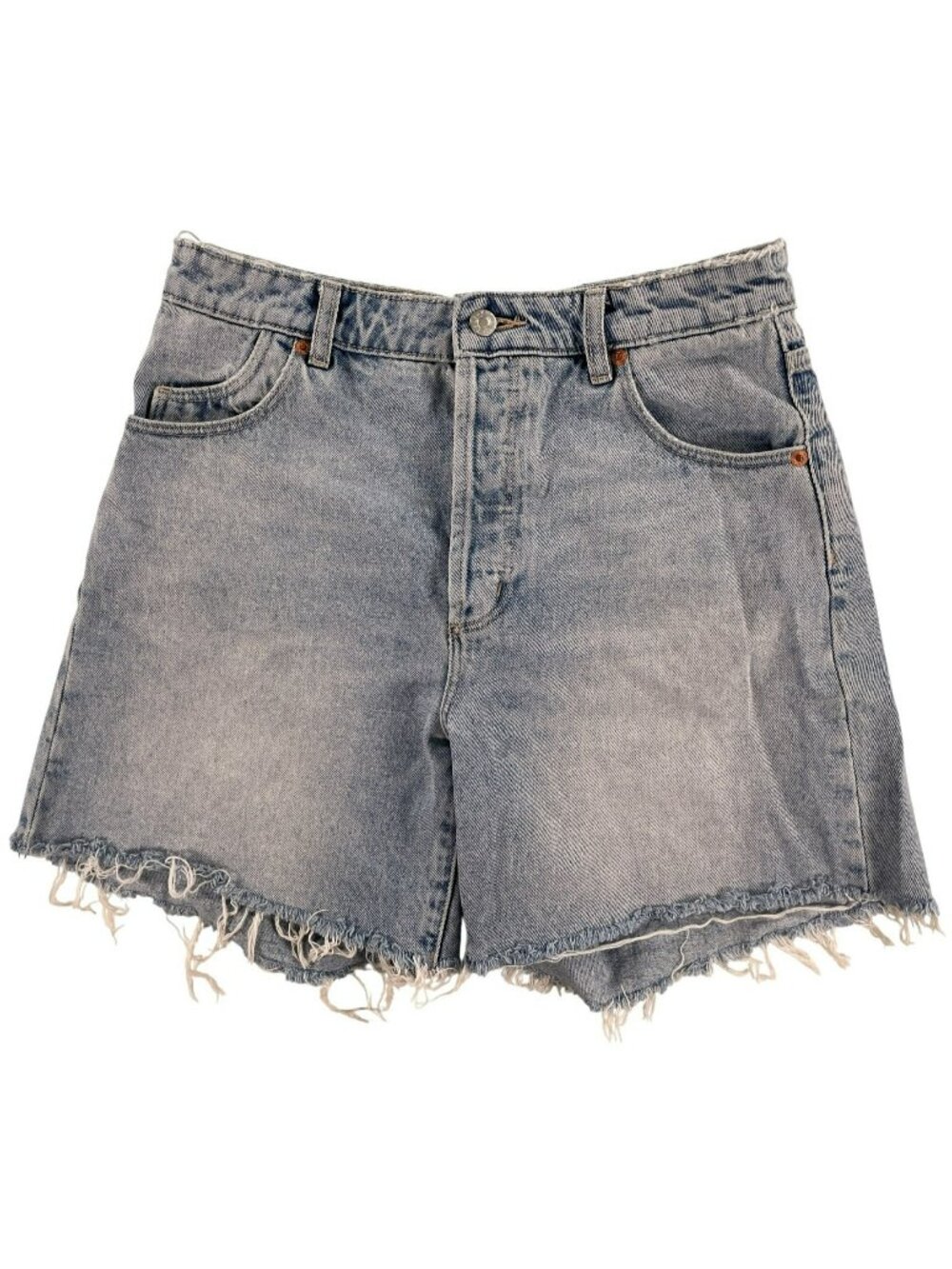 Rolla's 90's Shorts Relaxed Mid Rise Light Wash Denim Frayed Hem Women's Size 27